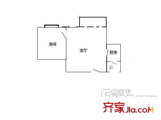 中信乐涛苑户型图一室一厅户型图 1室1厅1卫1厨