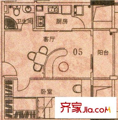御东和府户型图1室1厅户型图 1室1厅1卫1厨