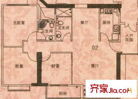御东和府户型图3室2厅户型图 3室2厅2卫1厨