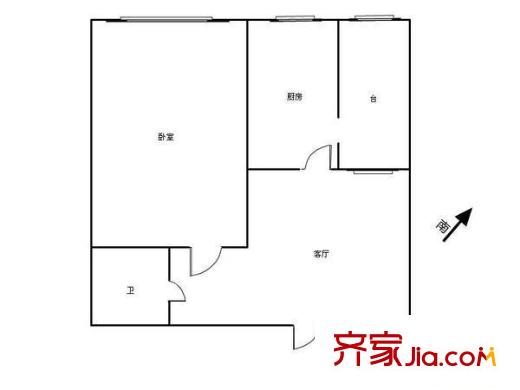 川北里戶型圖戶型圖 1室1廳1衛(wèi)1廚