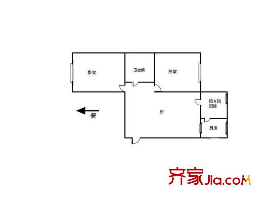 川北里戶型圖戶型圖 2室1廳1衛(wèi)1廚