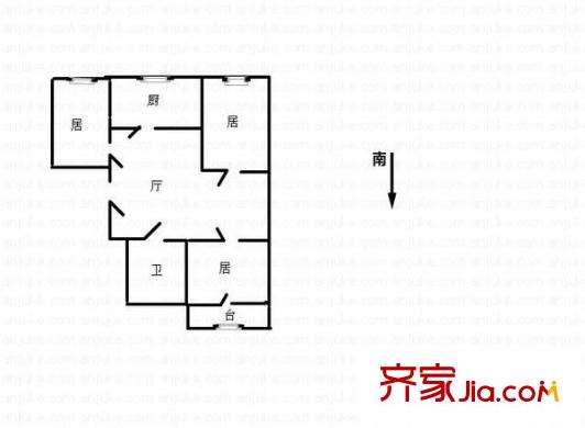 金達(dá)園戶型圖戶型圖 3室2廳2衛(wèi)1廚