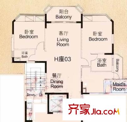 汇景新城维纶特莱户型图2室1厅 户型图 2室2厅2卫1厨