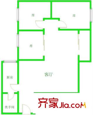 柏蕙花园户型图3室1厅户型图 3室1厅1卫1厨