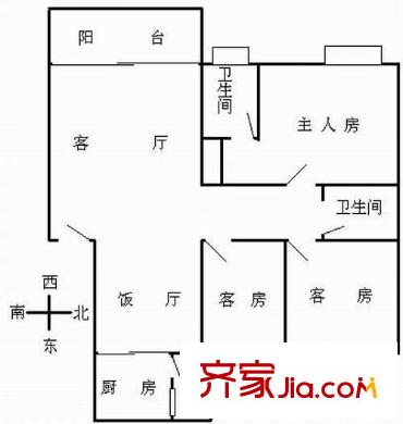 瑞心苑户型图3室2厅户型图 3室2厅2卫1厨