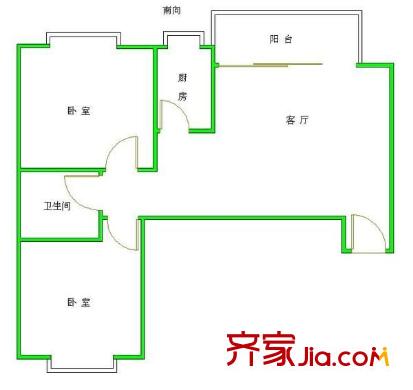 瑞心苑户型图2室1厅户型图 2室1厅1卫1厨