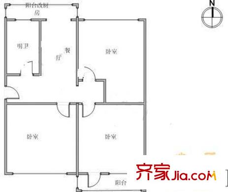 園蔭里戶型圖戶型圖 3室1廳1衛(wèi)1廚