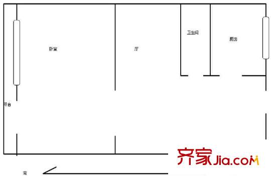 中山門南里戶型圖戶型圖 1室1廳1衛(wèi)1廚