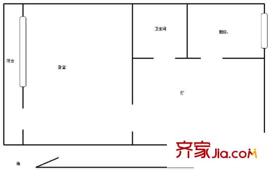 中山門南里戶型圖戶型圖 1室1廳1衛(wèi)1廚