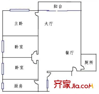 益鹏翠苑户型图4室2厅户型图 4室2厅1卫1厨