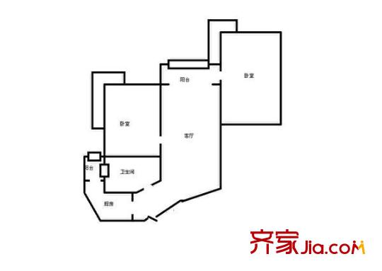 新都大廈戶型圖戶型圖 2室1廳1衛(wèi)1廚