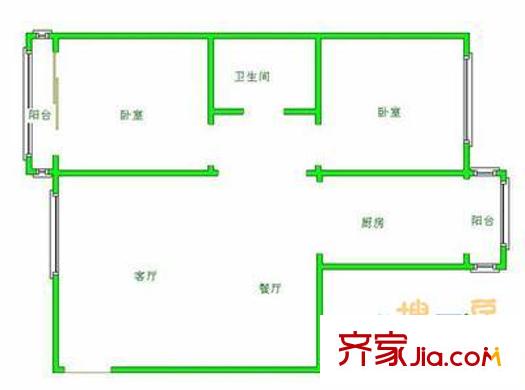 向榮里戶型圖戶型圖 2室2廳1衛(wèi)1廚