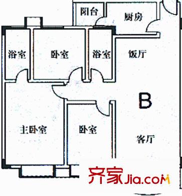 市桥富华园户型图富华园 4室 户型图 4室2厅1卫1厨