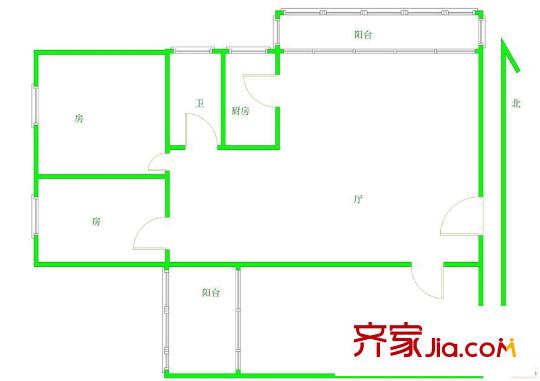 金兴花园户型图3室1厅户型图 3室1厅1卫1厨