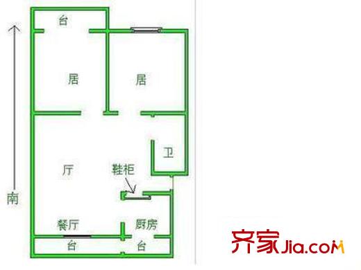 建新東里戶型圖戶型圖 2室2廳1衛(wèi)1廚