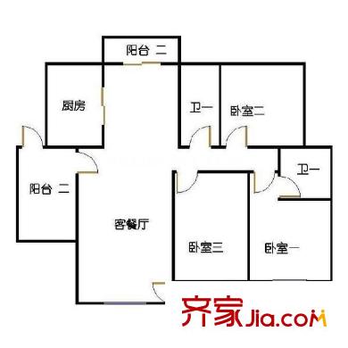華納豪園戶型圖戶型圖 3室2廳3衛(wèi)1廚