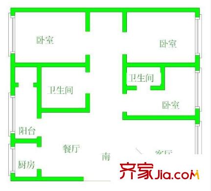 華納豪園戶型圖 戶型圖 3室2廳2衛(wèi)1廚