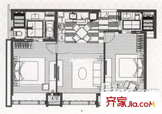 科汇金谷户型图3室2厅户型图 3室2厅2卫1厨