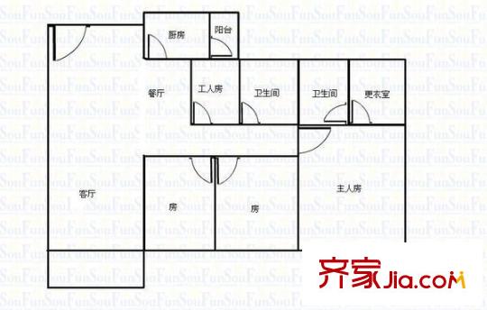 骏逸苑户型图4室2厅户型图 4室2厅2卫1厨