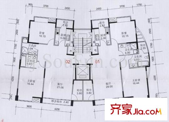 泰達(dá)時代戶型圖A1 2室1廳2衛(wèi)