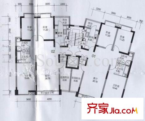 泰達(dá)時代戶型圖B2 3室2廳2衛(wèi)
