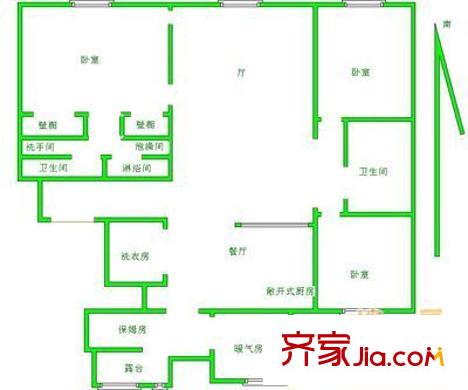 華納豪園戶型圖戶型圖 3室2廳2衛(wèi)1廚