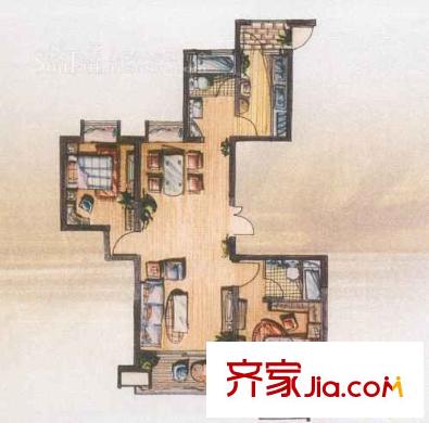 壹街區(qū)戶型圖6號1門01室 2室2廳2衛(wèi)