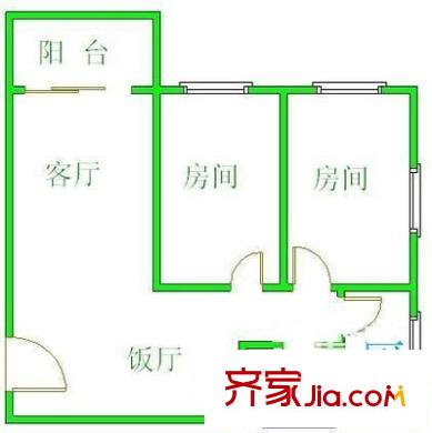 南方花园户型图2室2厅户型图 2室2厅1卫1厨