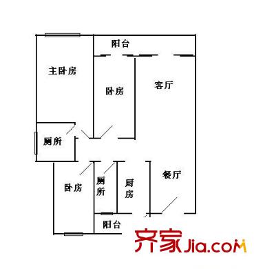 光大花园水岸榕城(K区)户型图3室2厅户型图 3室2厅2卫1厨