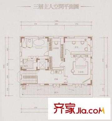 西康路36號別墅戶型圖B-NO.25三層平面圖 4室2廳3衛(wèi)