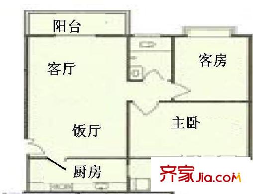 华江花园户型图2室2厅户型图 2室2厅1卫1厨