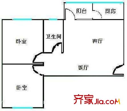 华江花园户型图2室2厅户型图 2室2厅1卫1厨