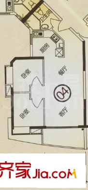 江南苑户型图C栋04单元 2室2厅1卫1厨