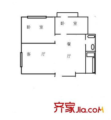 金鼎大厦户型图2室2厅户型图 2室2厅1卫1厨