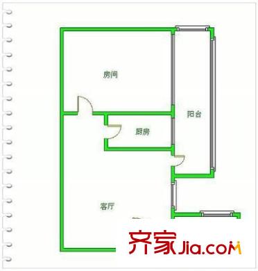 金鼎大厦户型图1室1厅户型图 1室1厅1卫1厨