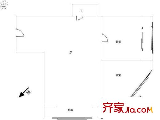 萬榮公寓戶型圖戶型圖 2室1廳1衛(wèi)1廚