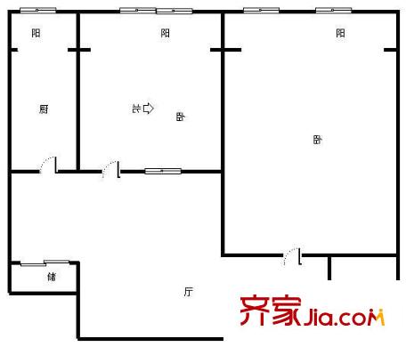 萬榮公寓戶型圖戶型圖 2室1廳1衛(wèi)1廚