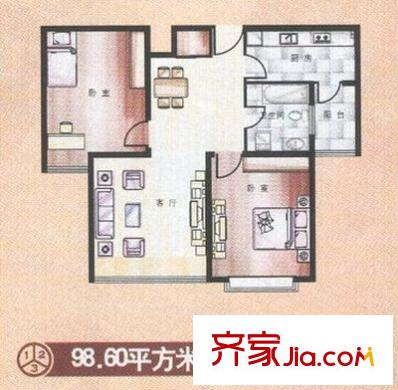 麥迪遜廣場戶型圖戶型圖 2室2廳1衛(wèi)1廚