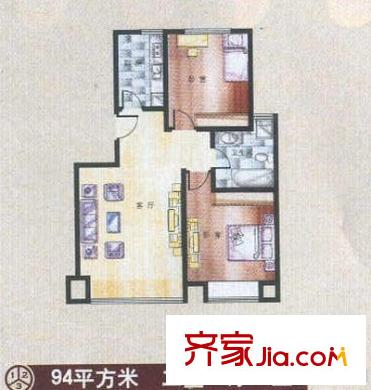 麥迪遜廣場戶型圖C戶型 2室1廳1衛(wèi)