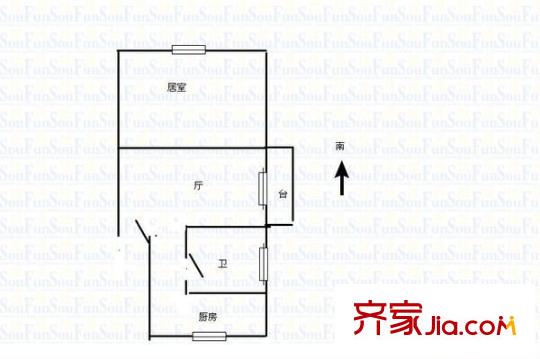 觀景里戶型圖戶型圖 1室1廳1衛(wèi)1廚