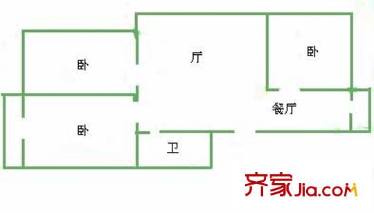 泰通公寓戶型圖戶型圖 3室2廳1衛(wèi)1廚
