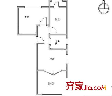 利德公寓戶型圖戶型圖 2室1廳1衛(wèi)1廚
