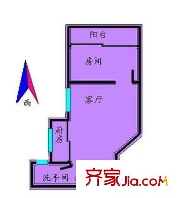 隆基怡苑户型图1室1厅户型图 1室1厅1卫1厨
