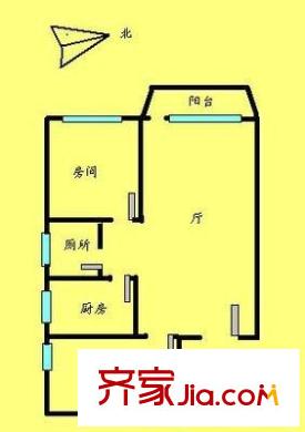 隆基怡苑户型图2室1厅户型图 2室1厅1卫1厨