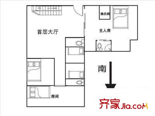 华景新城怡华台户型图3室1厅户型图 3室1厅3卫