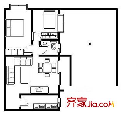 海富花园三期户型图2室2厅户型图 2室2厅1卫1厨