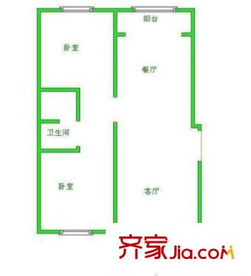 純美公寓戶型圖戶型圖 2室2廳1衛(wèi)1廚