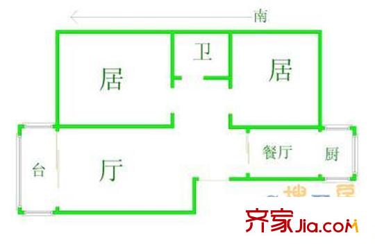 純美公寓戶型圖戶型圖 2室1廳1衛(wèi)1廚