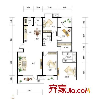 首創(chuàng)國際城戶型圖洋房A3戶型 4室2廳2衛(wèi)