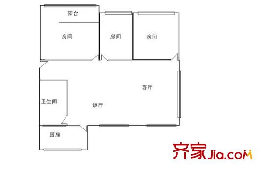 海城花苑户型图3室2厅户型图 3室2厅1卫1厨